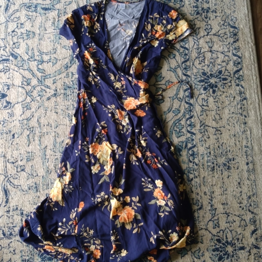 Autumn Floral midi Wrap Dress
